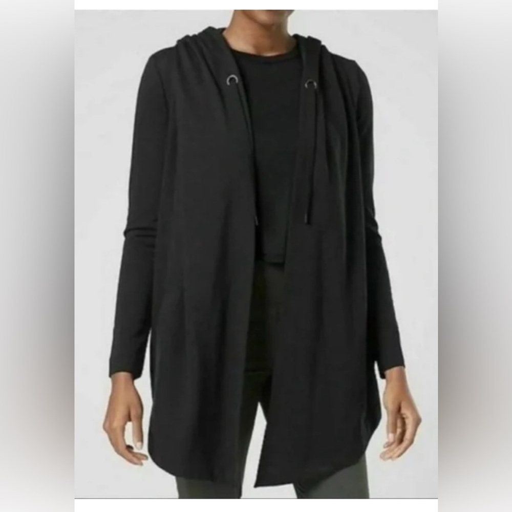 Athleta Vista Wrap Hooded Cardigan Jacket Black Medium